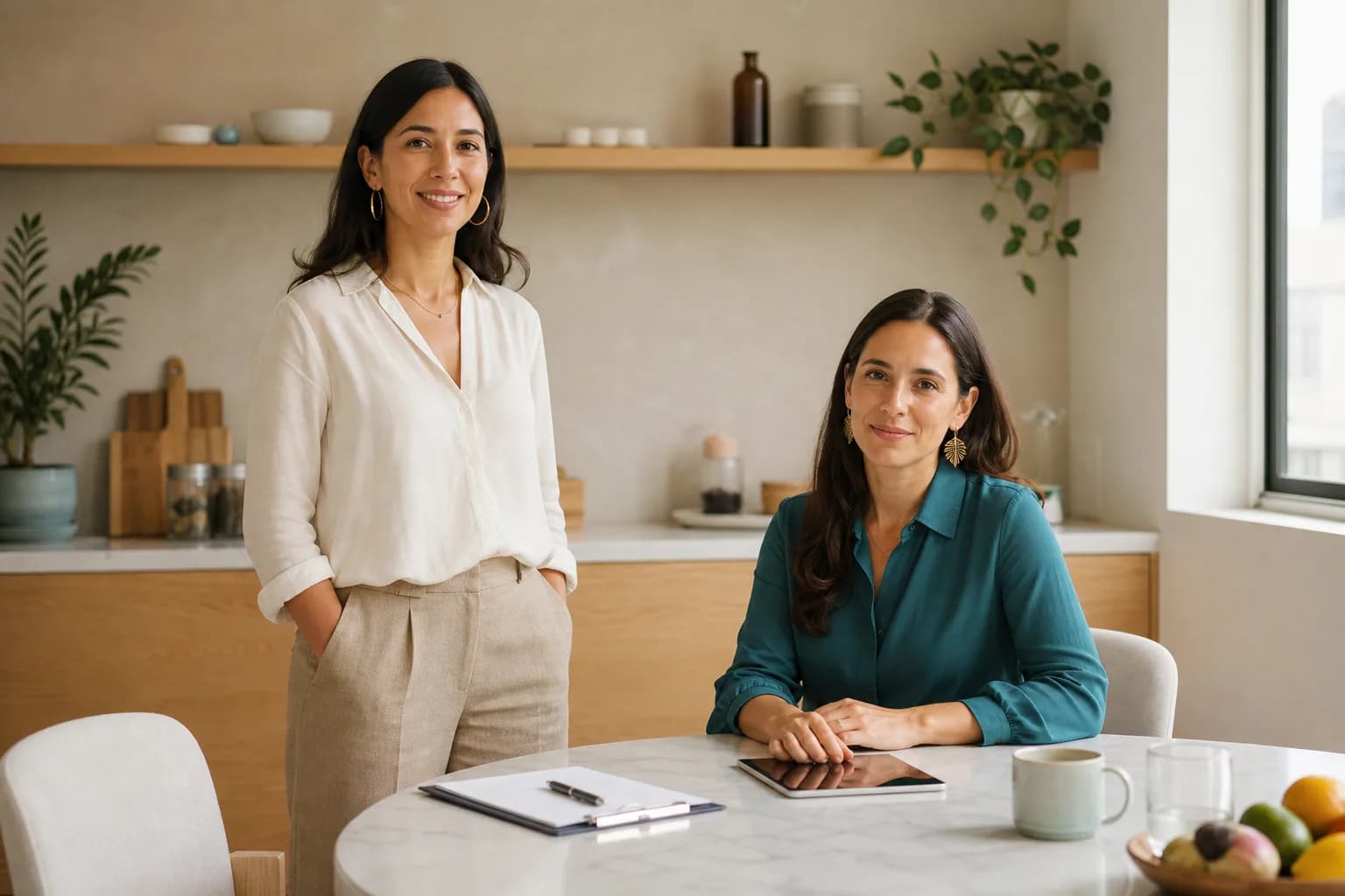 Valentina Bravo y Catalina Mora en el estudio de Centro Áurea.