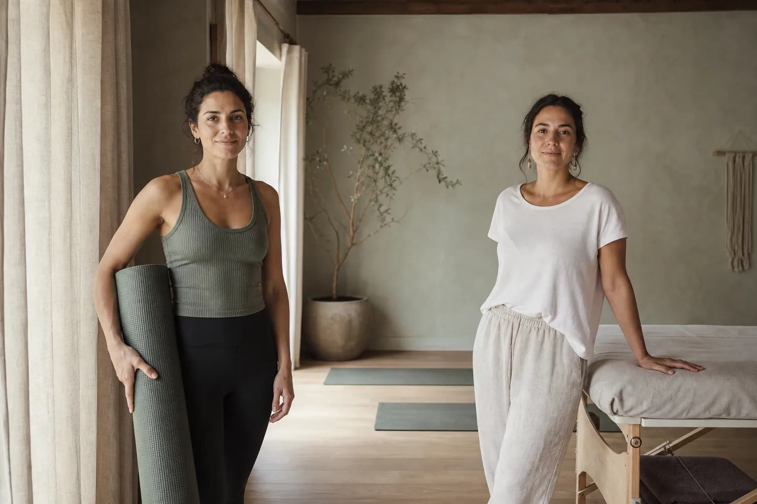 Fernanda Ríos y María Paz León en el estudio de movimiento Alma Sur.