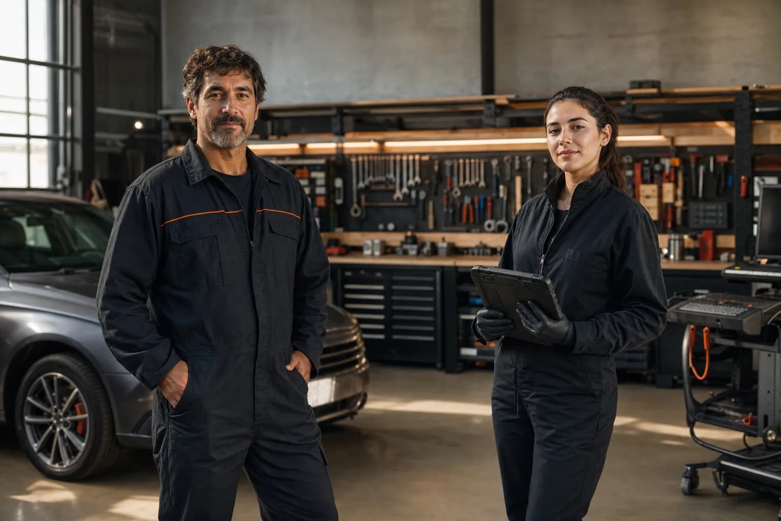 Cristián Rojas y Daniela Fuentes en el área de diagnóstico de Taller Cobalto.